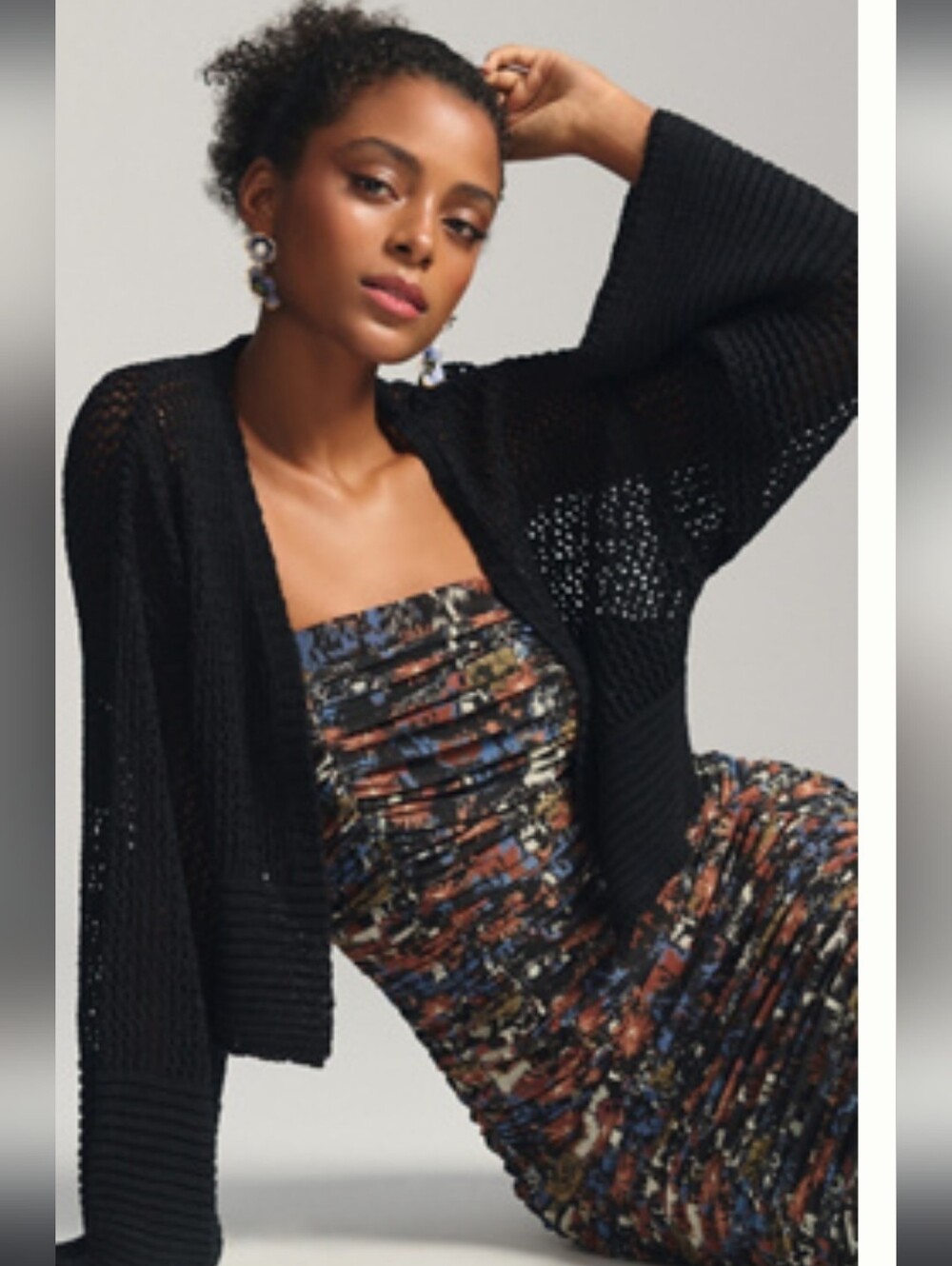 NWT Anthropologie Black Knit Open Cardigan Sweater
